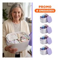 Pack4 Canasta para Guardado con Tapa Plastico Lila y Blanco 26.5x22x15.4 cm YRegalo Sticker