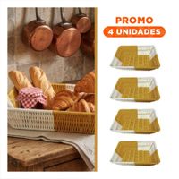 Pack4 Canastilla Rectangular Tejida para Hogar Mostaza y Blanco YRegalo Sticker