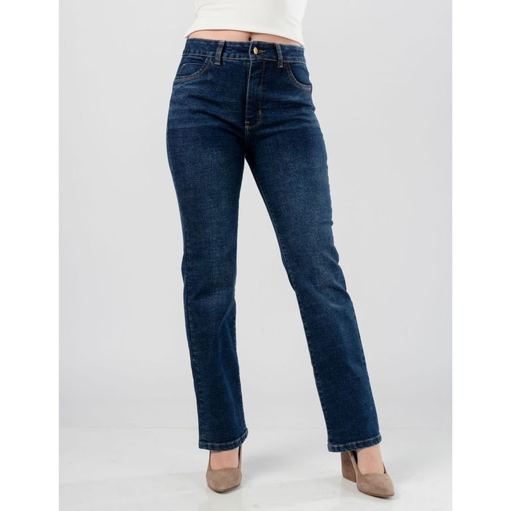 Jean Straight Stretch Tiro Medio Mujer Karhyna Azul 32