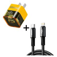 Combo Cargador Transformers TF-K05 Amarillo 20W -  Cable Remax CB25 C-L