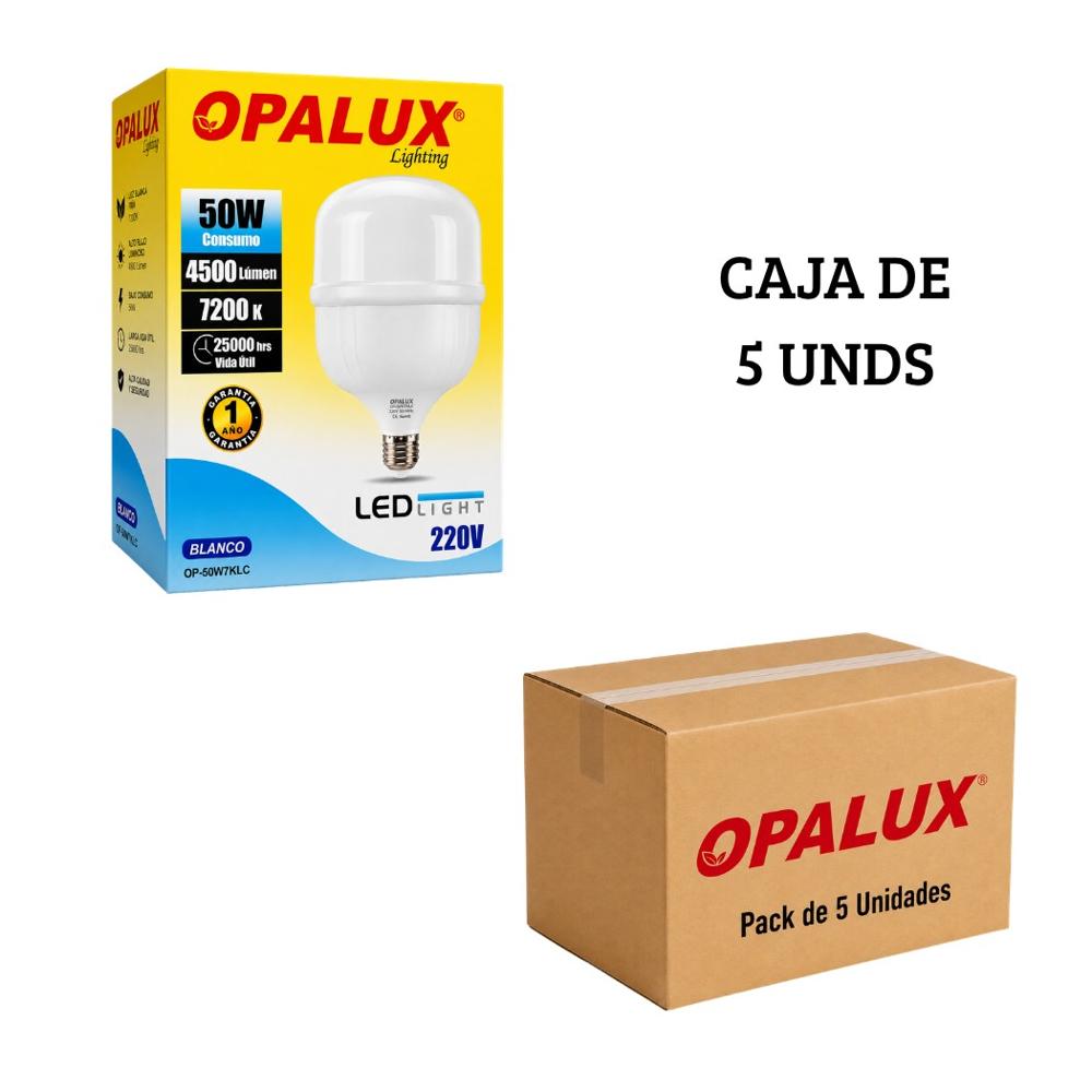 Foco Botella LED Opalux 50W Luz Blanca E27 - Pack de 5 unds
