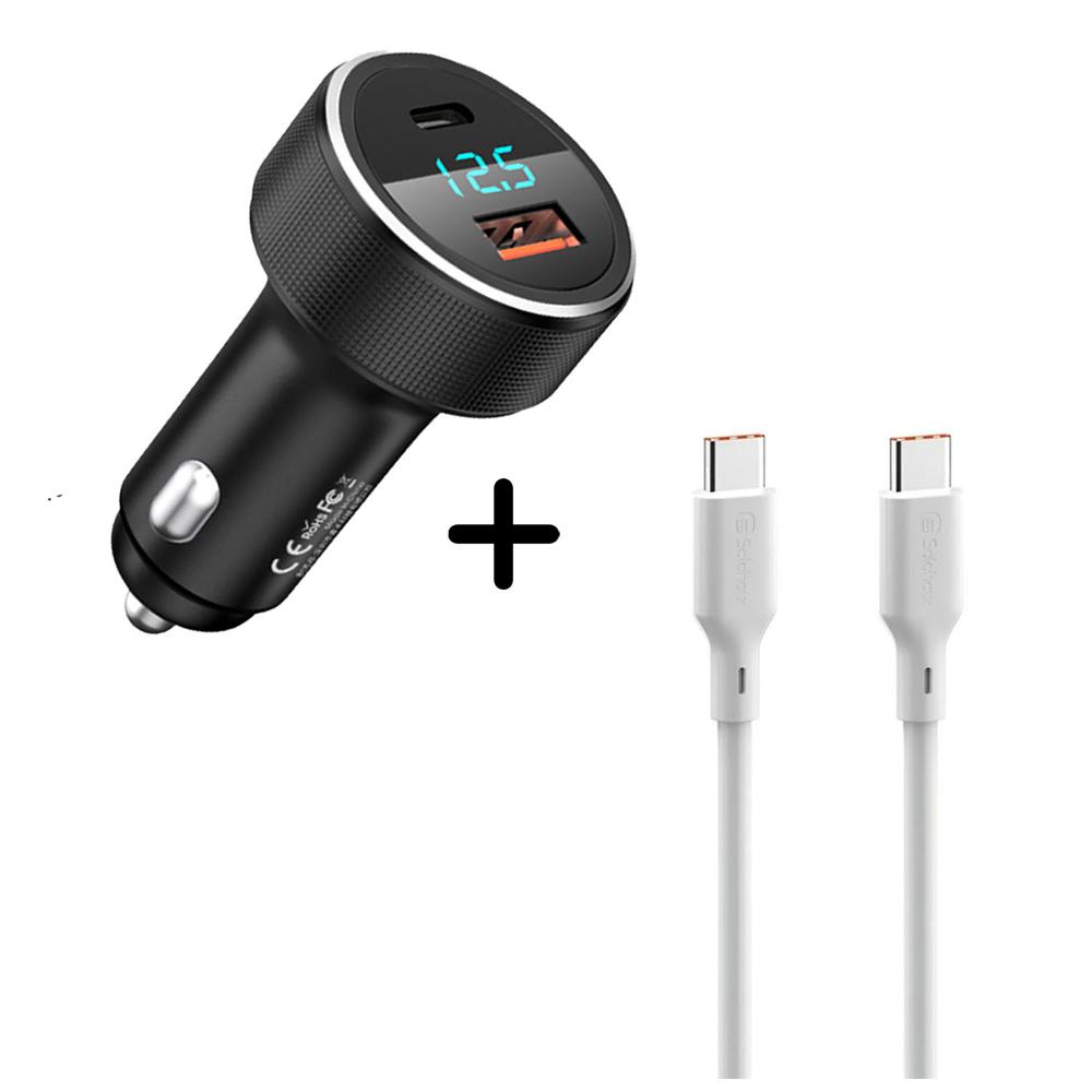 Combo Cargador para auto Remax RCC215 58W + Cable Solohour CC101 65W Blanco