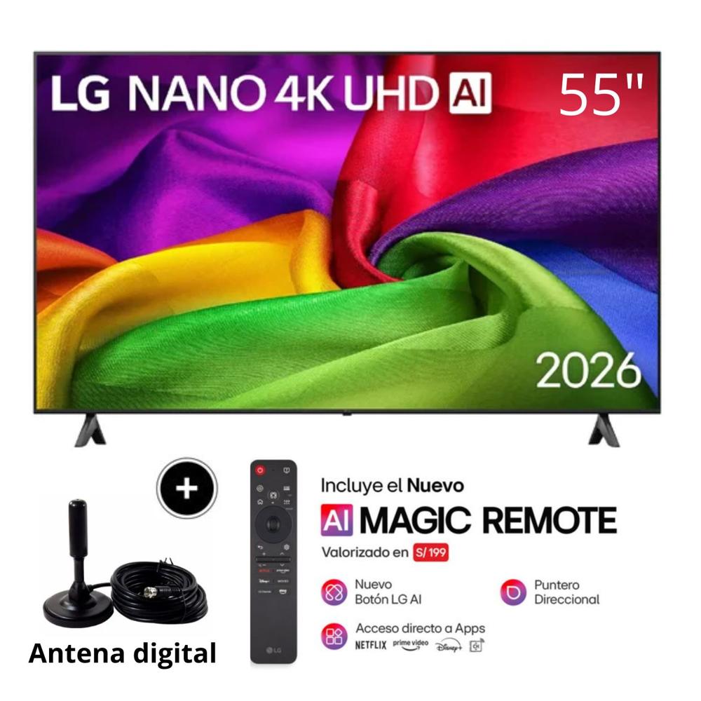 Televisor LG 55" NANO 4K UHD AI Smart TV 55NU800BPSB + Antena Digital