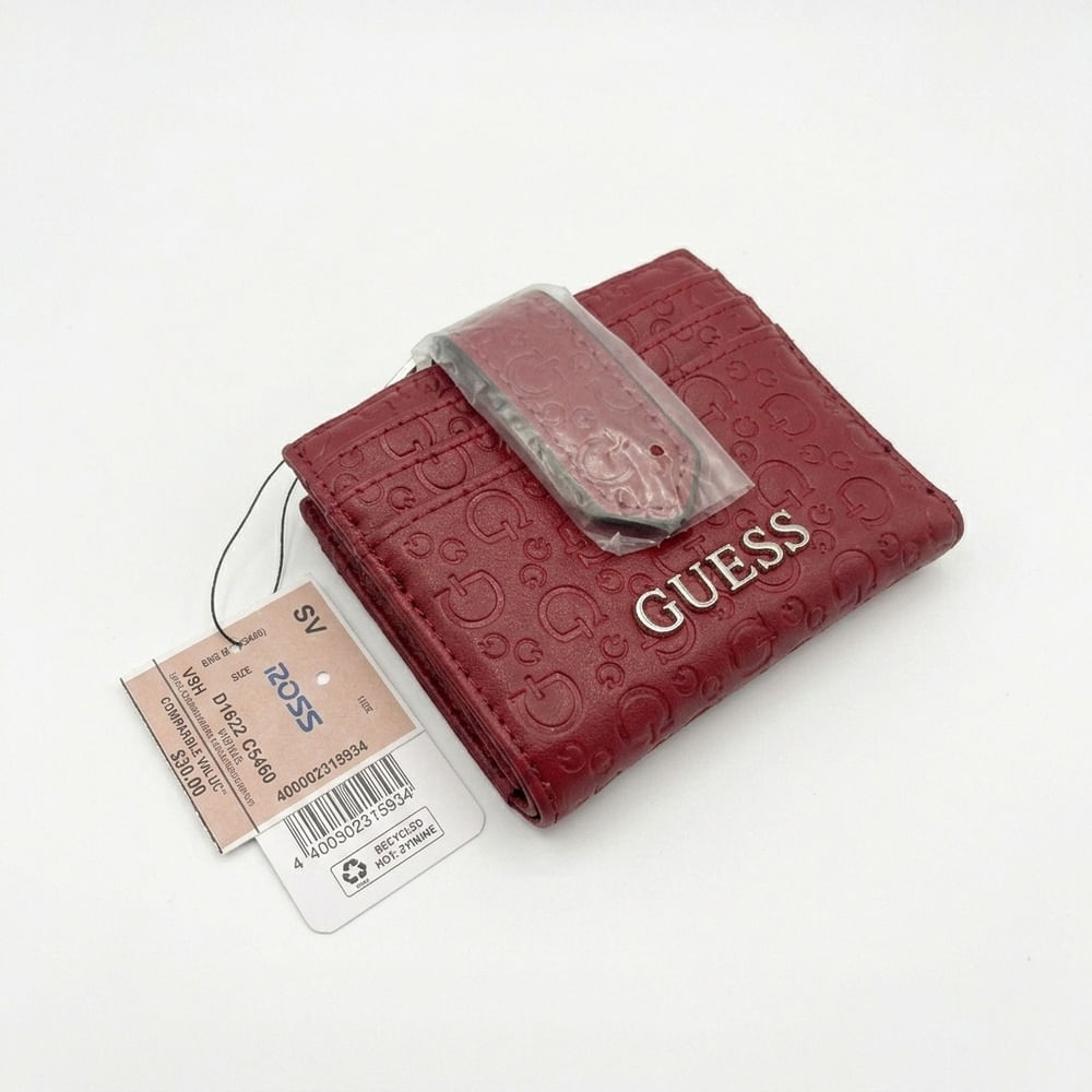 Billetera tarjetero plegable para mujer rojo elegante y duradera