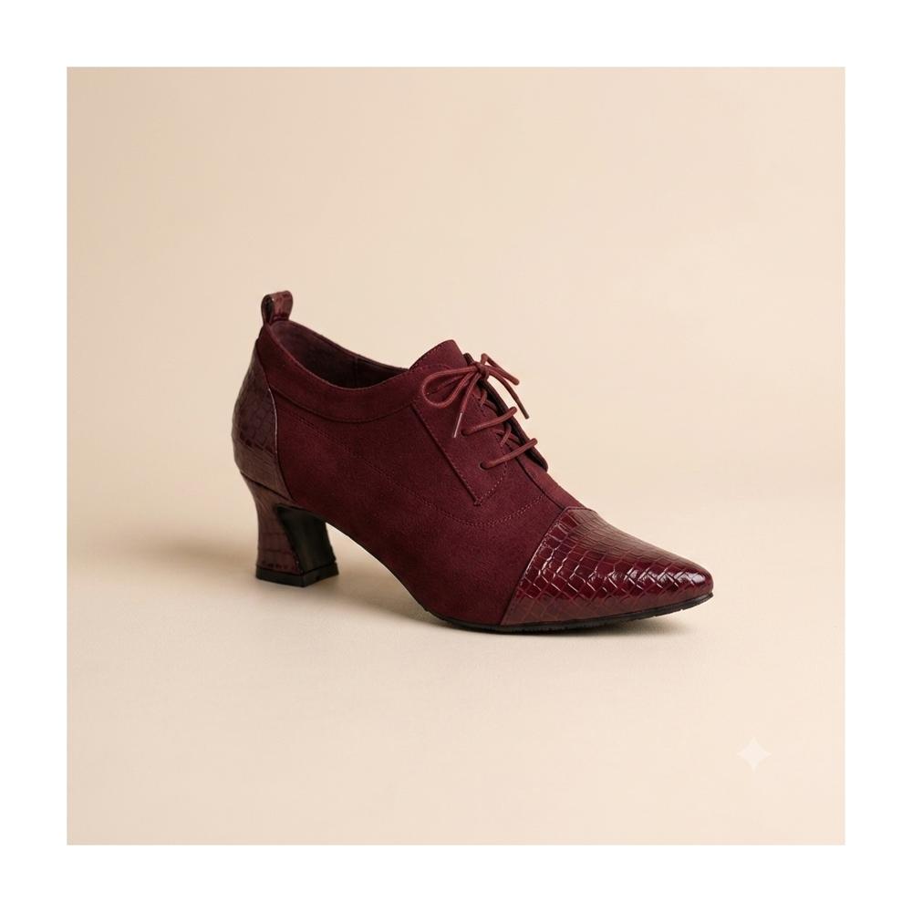 Antonella vino granate botin oxford con pasador taco bajo Zapato de Vestir Antonella Vino Talla 36