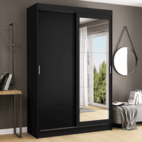 Ropero Tokio Madesa 2 Puertas Corredizas 1 Con Espejo Negro