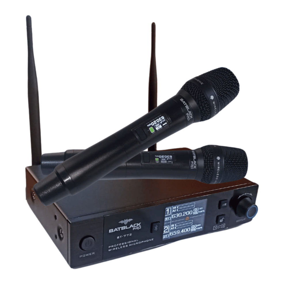 Microfono Inalambrico Profesional UHF Batblack BT-772 con Bluetooth 24043