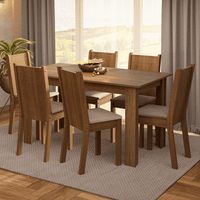 Juego de Comedor Analu con 6 Sillas - Marrón y Beige
