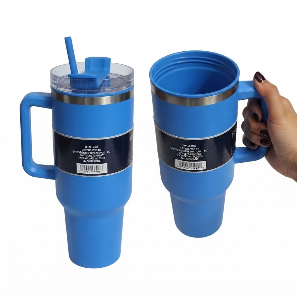 Vaso de 1200ml Tomatodo de Plastico y Acero en la Base Azul