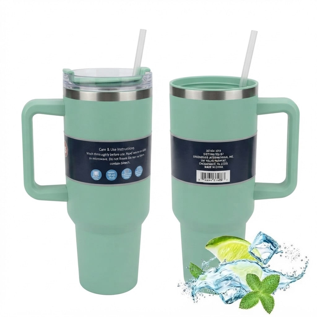 Vaso de 1200ml Tomatodo de Plastico y Acero en la Base Verde