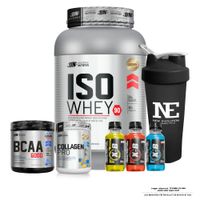 COMBO UN - ISO WHEY 90 1KG. COOKIE Y BCAA 490GR. FRUIT PUNCH Y COLLAGEN PRO 500GR. MORA Y SHAKER