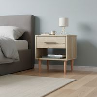 Mesa de Noche Altea con 1 Cajon y Patas de Madera Movenda Duna