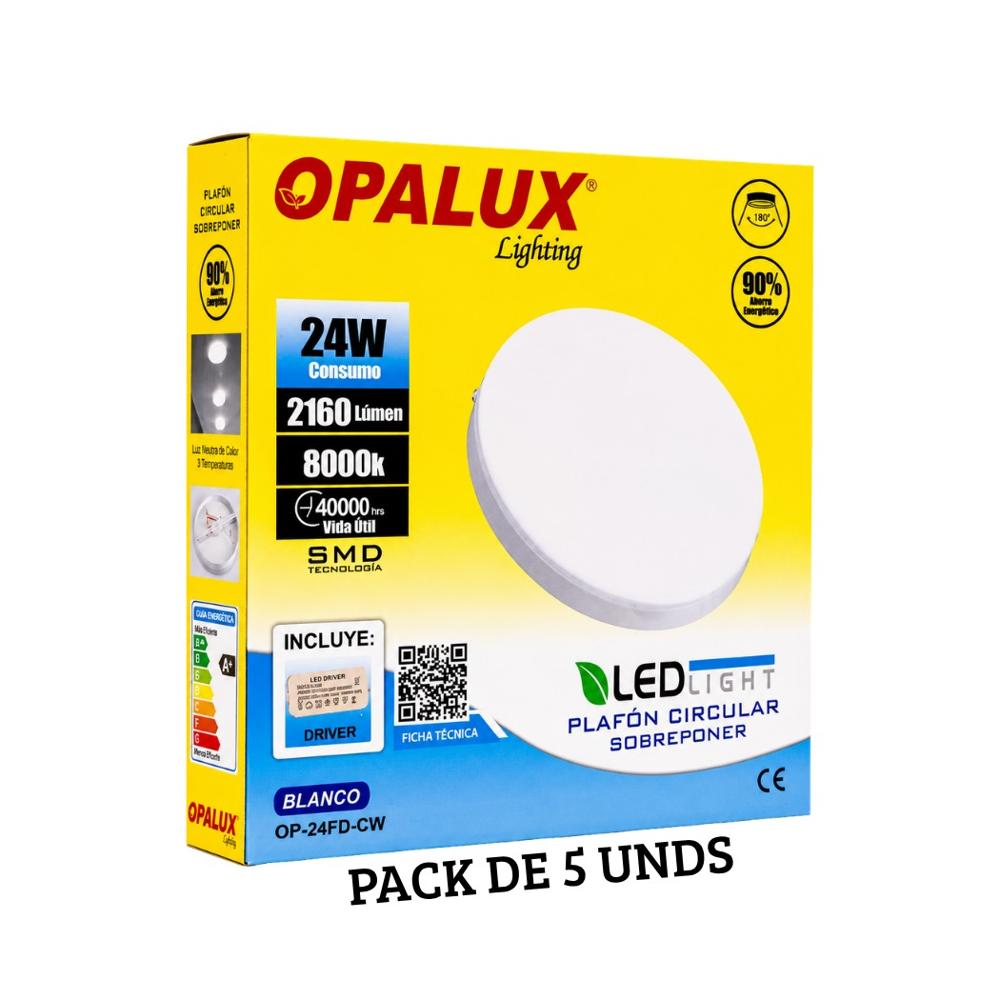 Panel Plafon LED Hielo Opalux 24W Luz Blanca - Pack de 5 Unidades