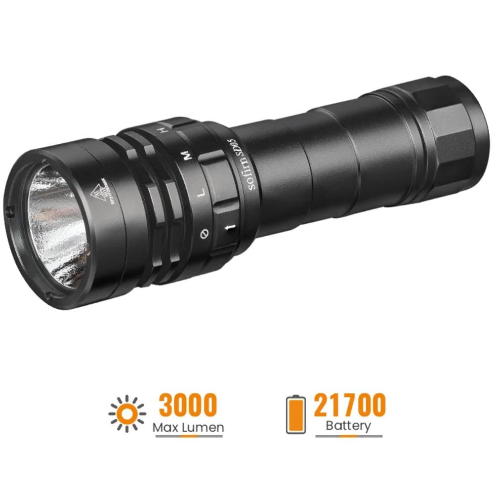 Linterna de Buceo Profesional 3000 Lúmenes LED Recargable IPX8 Sofirn SD05
