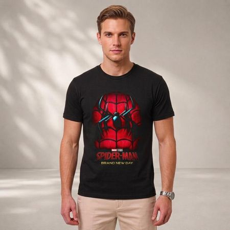Polo de Algodón Hombre Araña Moda Urbana Color Negro Talla S