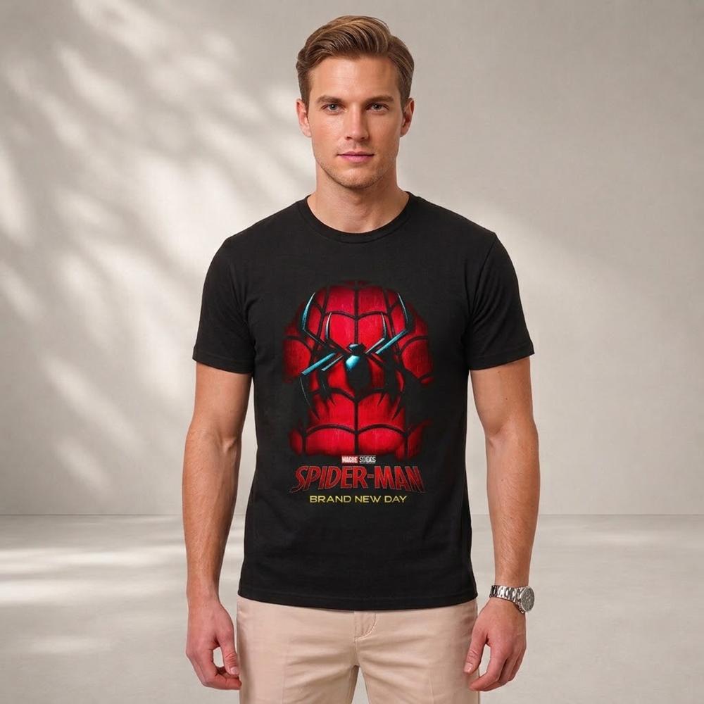 Polo de Algodón Hombre Araña Moda Urbana Color Negro Talla S
