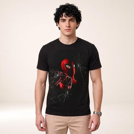 Polo Estampado Spiderman con Diseño Urbano Color Negro Talla M