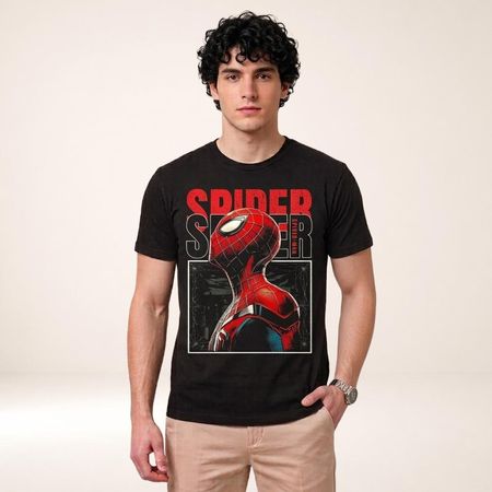 Polo Casual Diseño Spiderman Brand New Day Color Negro Talla S