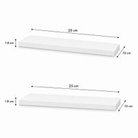 Set de 2 Repisas Flotante  Blanca 25x10 x1.8 cm de Melamina Pelikano para Sala Dormitorio Oficina