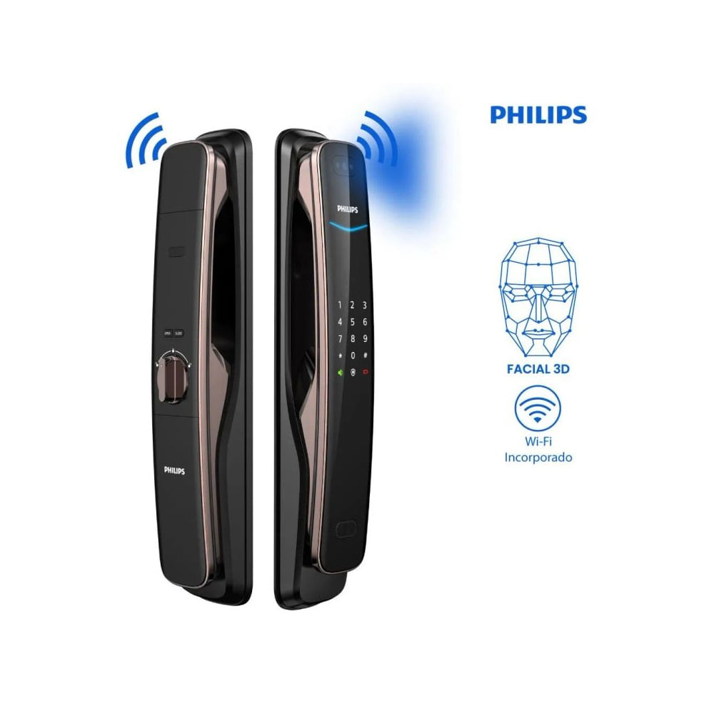 CERRADURA DIGITAL PHILIPS FACIAL 3D 702-8HWS Negro