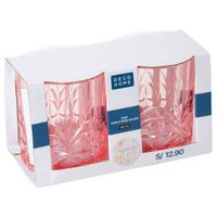 Set Vasos DECO HOME Acrílico Rosa Acuarela 2un