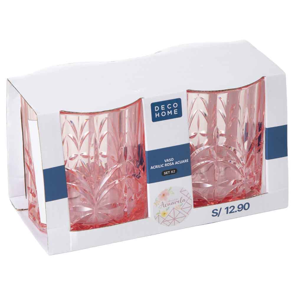 Set Vasos DECO HOME Acrílico Rosa Acuarela 2un