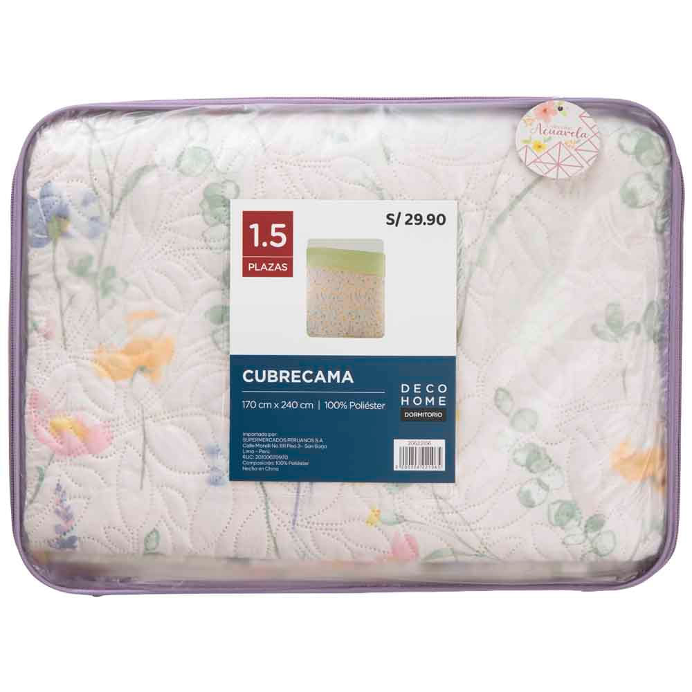 Cubrecama DECO HOME Acuarela 1.5 Plazas