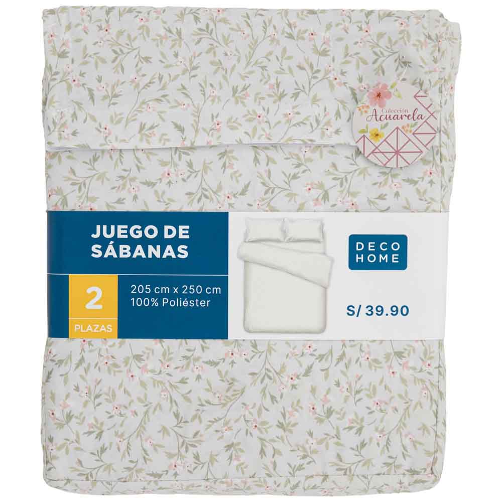Juego de Sábanas DECO HOME Acuarela 2 Plazas
