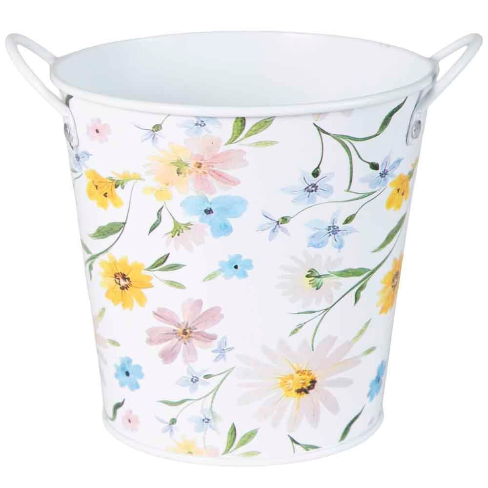 Macetero DECO HOME Metálico Flores Acuarela