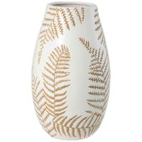 Jarrón DECO HOME Blanco Hojas Beige Arena