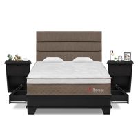 Dormitorio Boreal 4 Cajones Queen Laqueado + Velador Bari