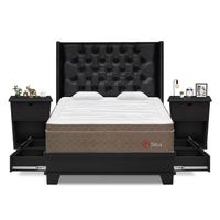 Dormitorio Sirius 4 Cajones 2 Plazas Laqueado + Velador Bari