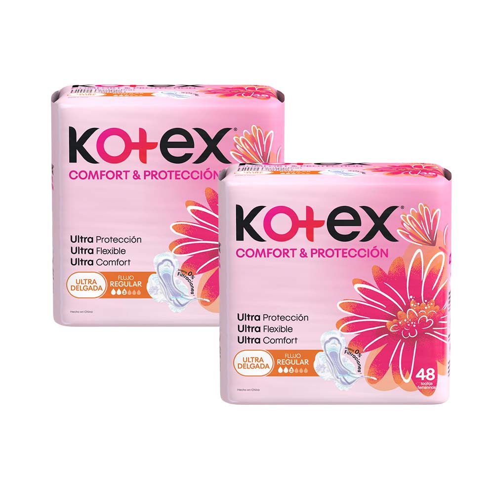 Pack Toalla Higiénica KOTEX Comfort y Protección Ultrafina Paquete 48un x 2un