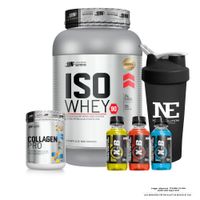 COMBO UNIVERSE NUTRITION - ISO WHEY 90 1KG. CHOCOLATE Y COLLAGEN PRO 500GR. FRUIT PUNCH Y SHAKER