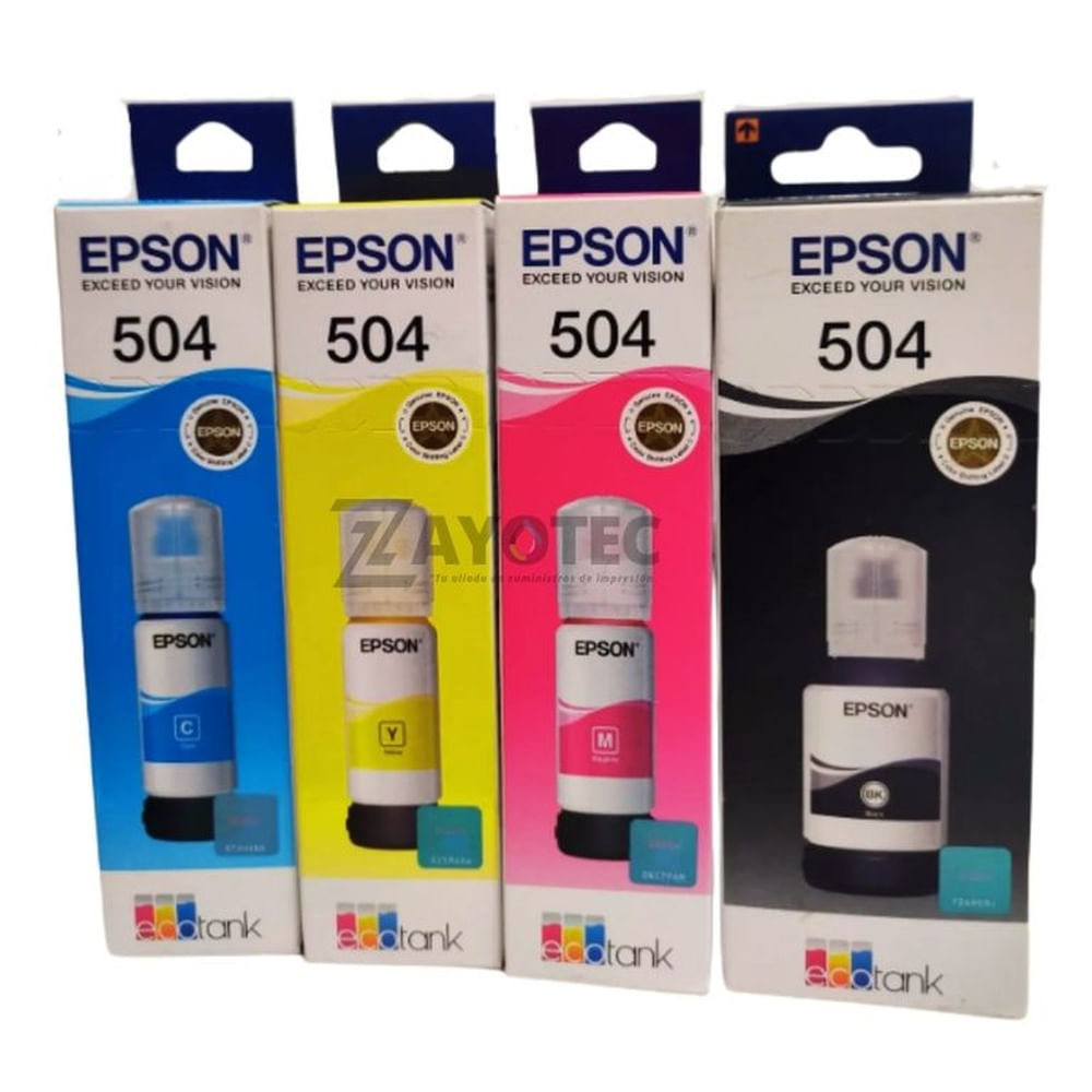 Pack Tintas Epson T504 Original x4 Botellas para Impresoras EcoTank Multicolor