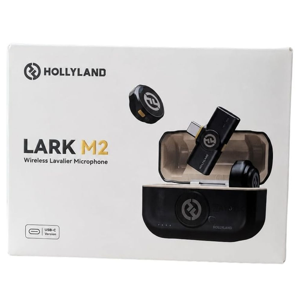 Hollyland Lark M2 -USB-C - Micrófono Inalámbrico Profesional 2 TX + Caja de Carga - Original Negro