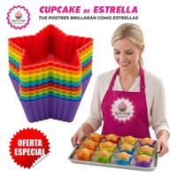 24 Moldes de Cupcake Estrella de Silicona Antiadherentes y Reutilizables