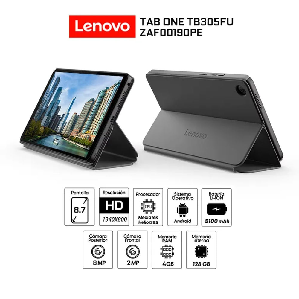 Tablet Lenovo Tab One TB305FU 4Gb Ram 128Gb eMMC 87 Android 14 Folio Case ZAF00190PE-Luna Grey