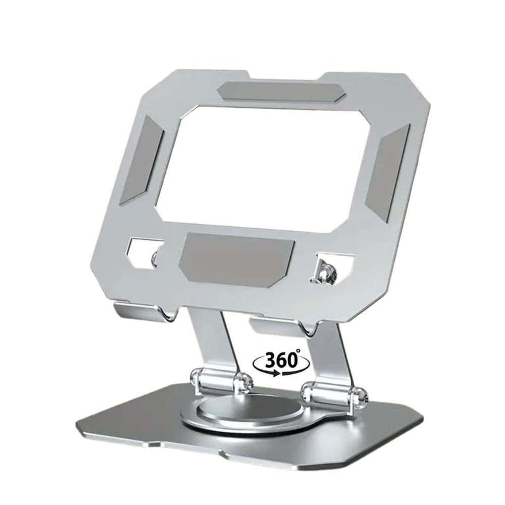 Soporte para Celular Tablet material Aluminio, giro 360 Gris Oscuro