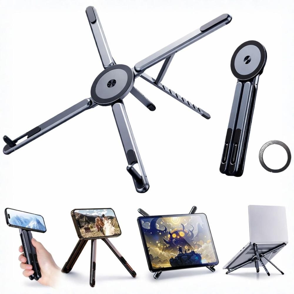 Soporte Magnético 3 en 1 para Laptop iPad y iPhone con 8 Niveles de Altura