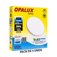 Panel Plafón LED Hielo Opalux 48W Luz Blanca - Pack de 3 Unidades