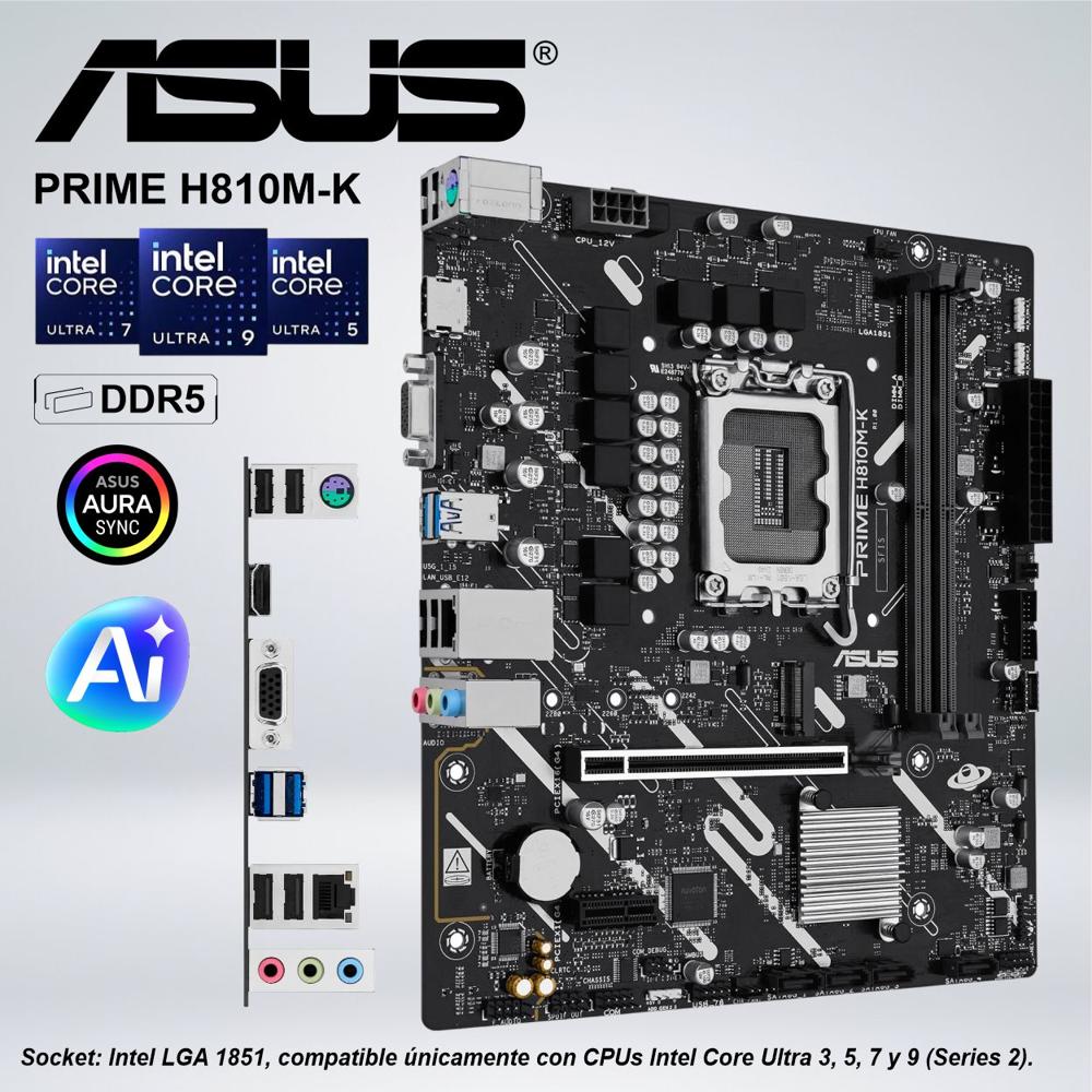 PLACA ASUS PRIME H810M-K SOCKET INTEL LGA 1851 DDR5