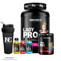 COMBO INNOVATE NUTRITION - LADY PRO 1KG. VAINILLA Y ONE PRE NOX 500GR. MORA  Y SHAKER