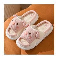 PANTUFLAS CERDITO CON PLATAFORMA COLOR ROSA