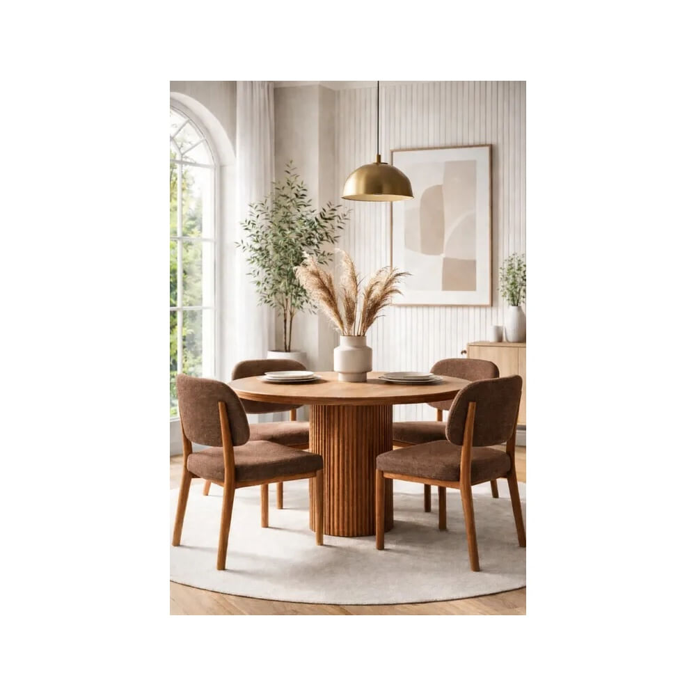 JUEGO DE COMEDOR 4 SILLAS NICOLAS COCOA Marrón Claro
