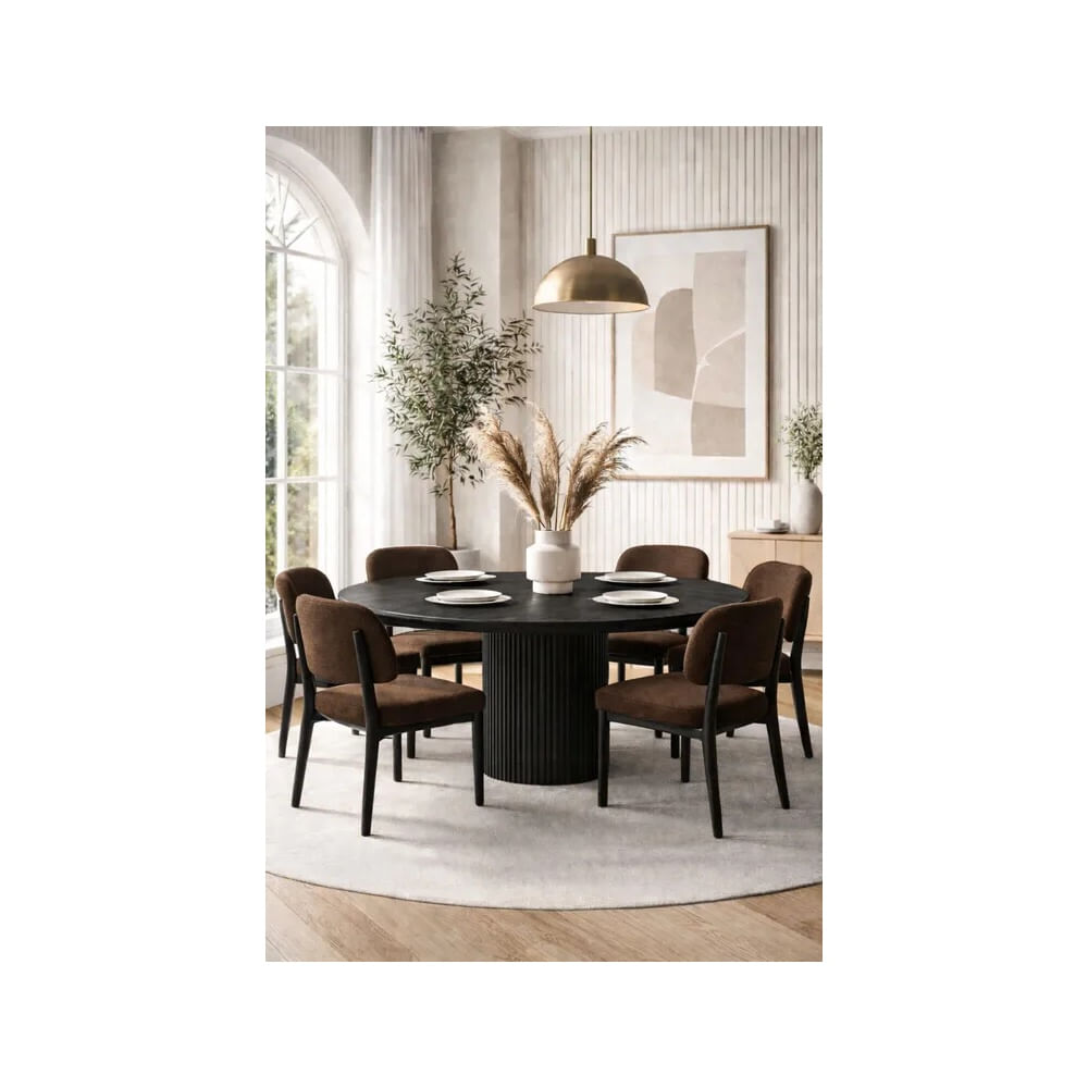 JUEGO DE COMEDOR 6 SILLAS NICOLAS CHOCOLATE Negro