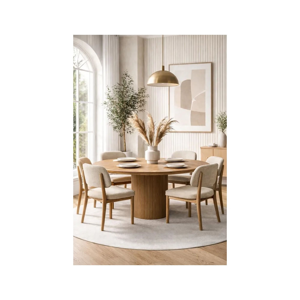 JUEGO DE COMEDOR 6 SILLAS NICOLAS BEIGE Beige