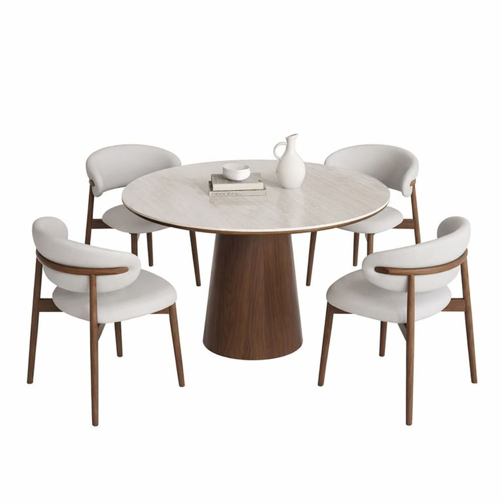 JUEGO DE COMEDOR 4 SILLAS AURORA NOGAL BEIGE Beige