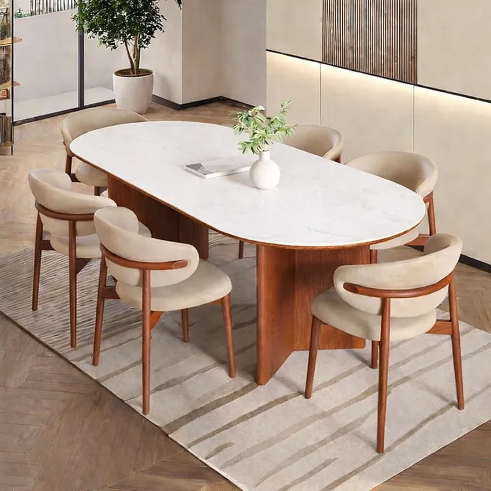 JUEGO DE COMEDOR LUNA NATURAL 6 SILLAS BEIGE Beige