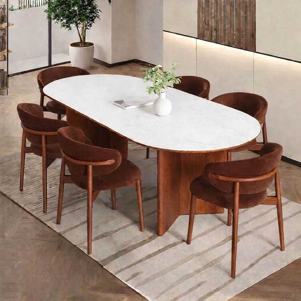 JUEGO DE COMEDOR 6 SILLAS LUNA MARRON Marrón